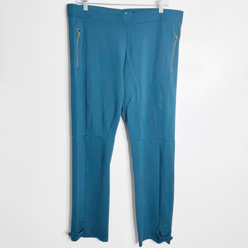 Betabrand Yoga Riding Dress Pants Snap Ankle Zip Pockets Teal XL Long Workwear‎